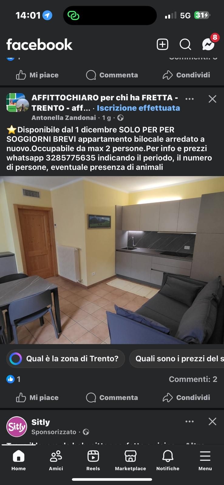 Affitto Appartamento €1050 - Trento, Via di malebis 1_2