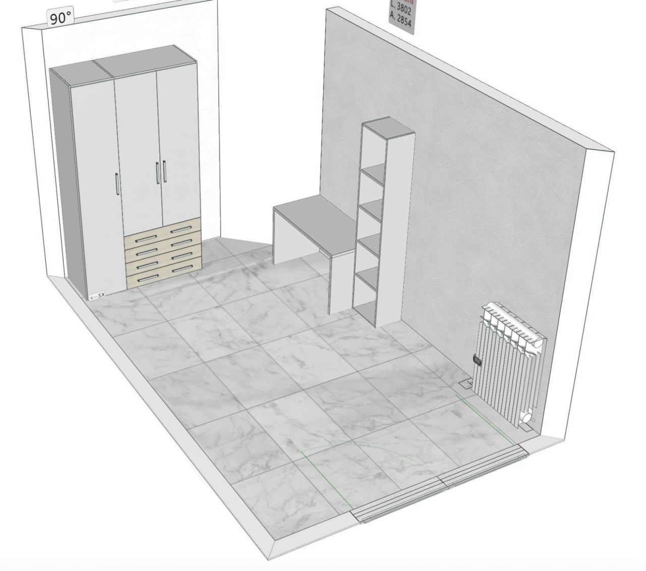 Camera singola ampia con balcone